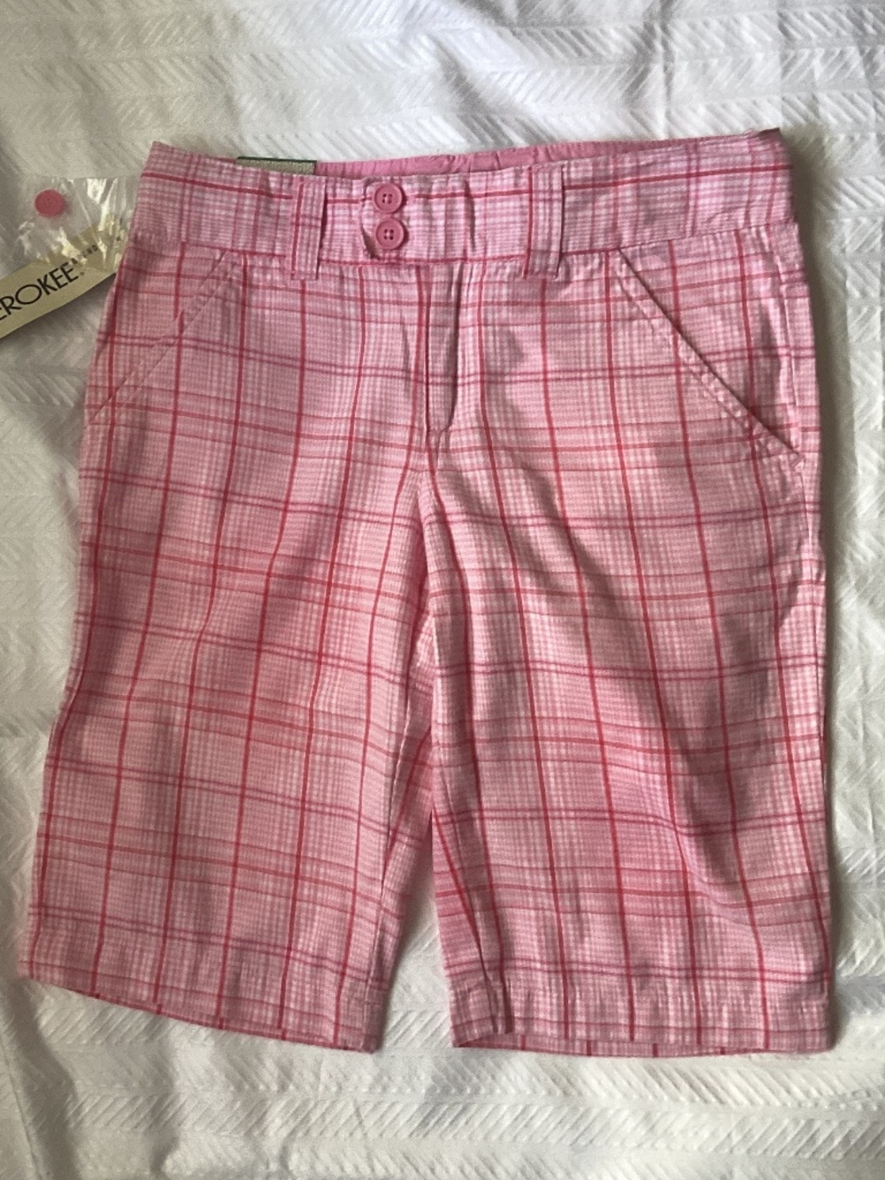 Cute Y2K Pink Plaid Bermuda Shorts M 7/8 Girls NWT